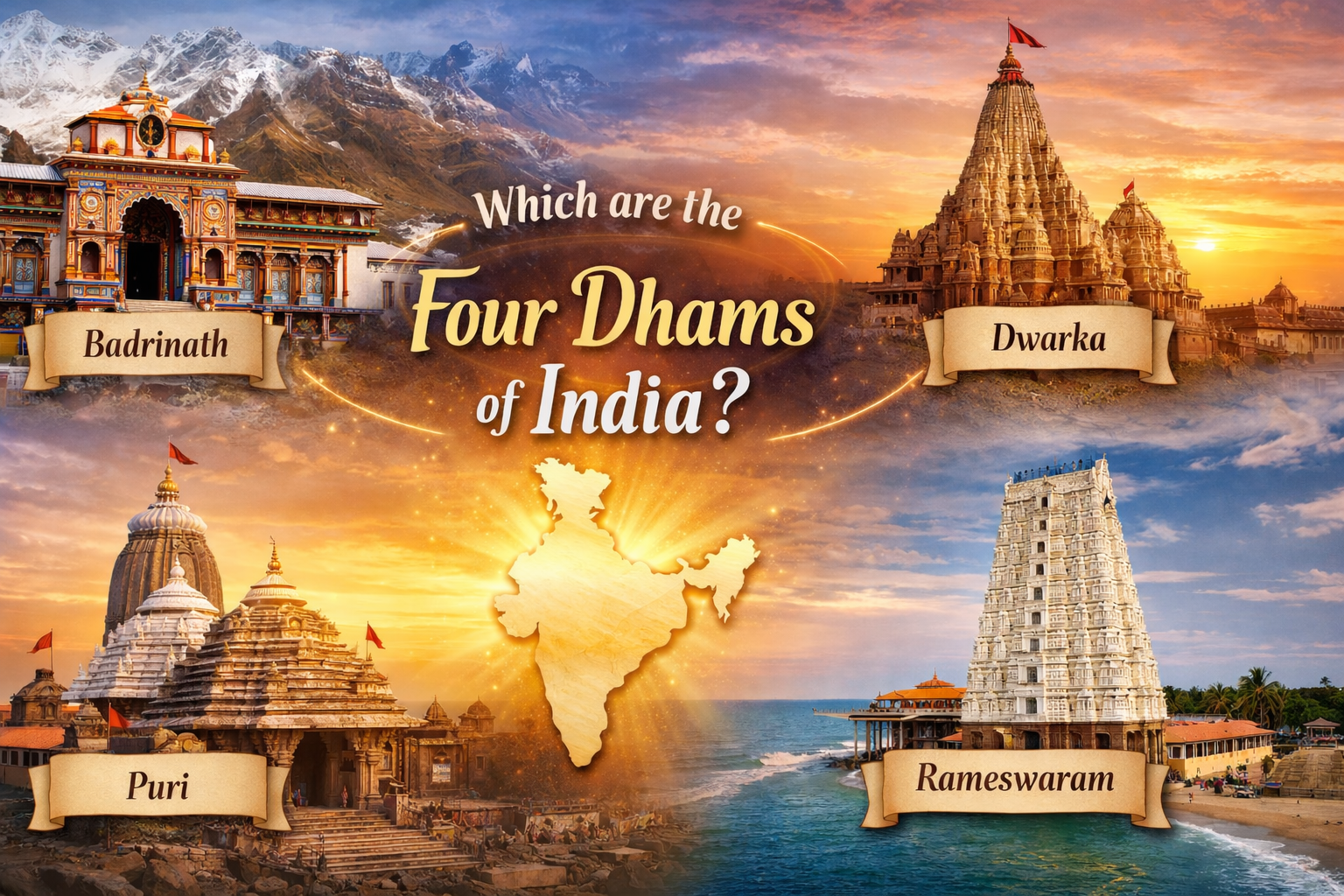 Which are the Four Dhams of India?